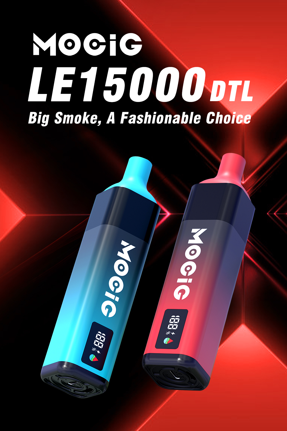 Mocig Disposable Vape DTL LE15000 Smart LED Screen 15000 Puffs Big Somke E-liqiud Capacity Electronic Cigarette