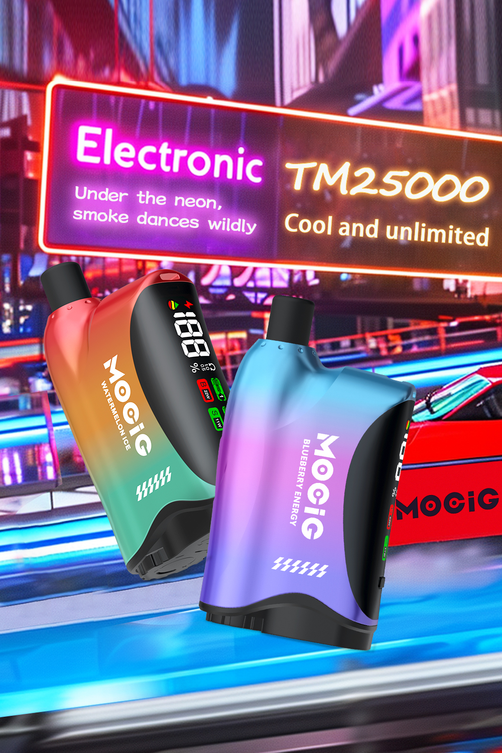 Mocig Disposable Vape TM25000 Big Smart LED Screen 25000 Puffs E-liqiud Capacity Nicotine 0% 2% 5% Electronic cigarette