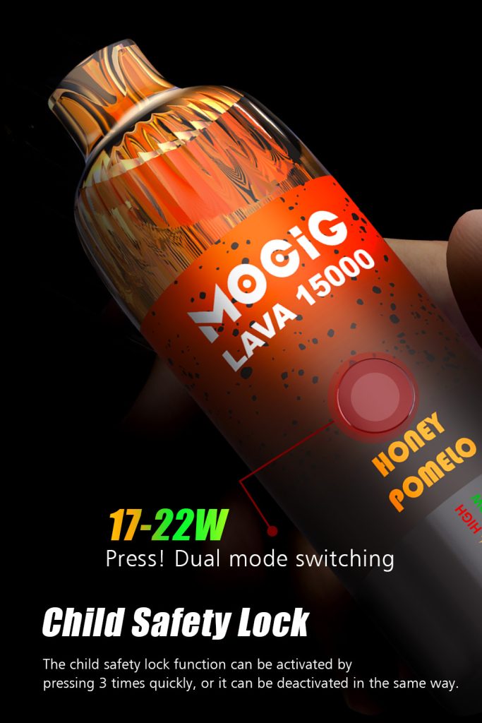 Mocig Disposable Vape  LAVA 15000  LED Screen 15000 Puffs Dual Ceramic Coil Visible E-liquid Tank RGB Colorful Lights Nicotine 2% 5% Electronic cigarette