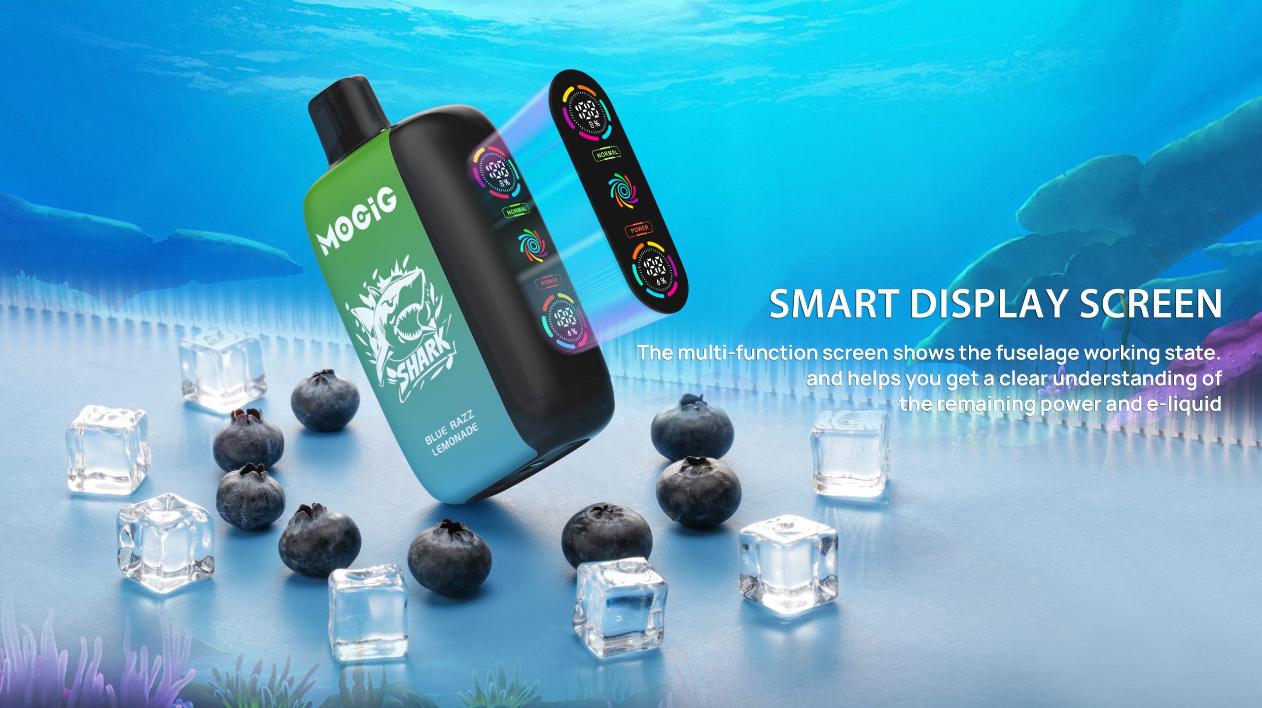 Mocig Disposable Vape SHARK 28000 Big Smart LED Screen 28000 Puffs 25ml E-liqiud Capacity Nicotine 0% 2% 5% Electronic cigarette